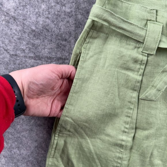 Madewell Shorts Womens Size 8 Green 100% Linen High Rise Belted Beachy $68 NEW 3 - Picture 6 of 11
